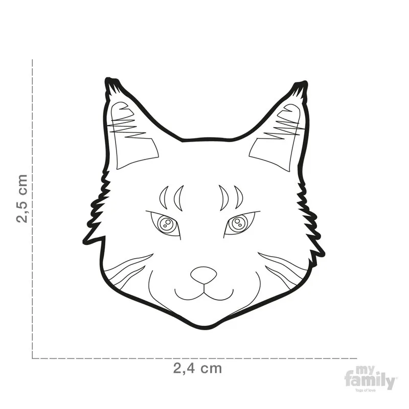 My Family Cat Grey - Модерен медальон за котки, 2.5 см./2.4 см.  - сив 2