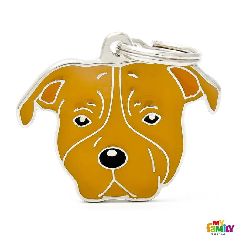 My Family Dog - Модерен медальон за кучета - Американски стафордширски териер, 2.8/3.9 см. 2