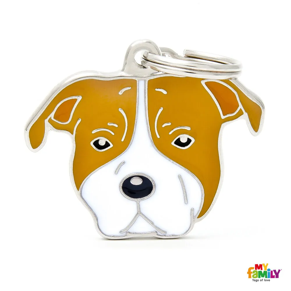 My Family Dog - Модерен медальон за кучета - Американски стафордширски териер, 2.8/3.9 см. 3