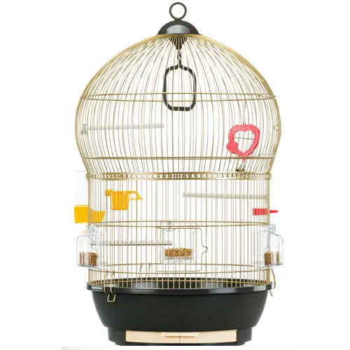 Ferplast - Cage Bali Brass Antique - Оборудвана клетка за канарчета, екзотични и други малки птици - размер Ø43,5 x H 68,5 см. 1