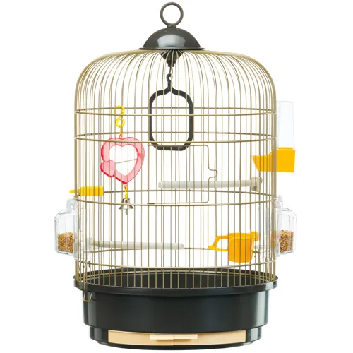 Ferplast - Cage Regina Brass - Оборудвана клетка за канарчета, екзотични и други малки птици - размер Ø 32,5 x H 48,5 см.