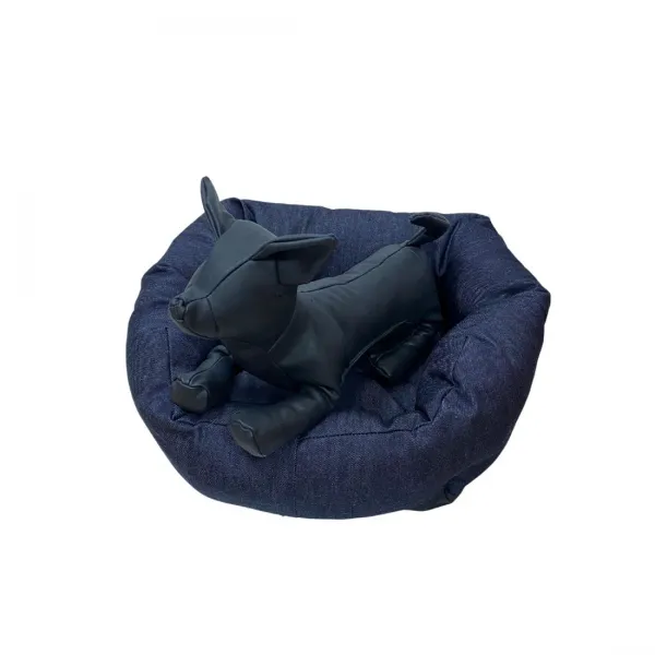 Anipro Comfort - Модерно и меко легло за кучета и котки от 100% памучен плат, 45 см. - тъмно синьо 1