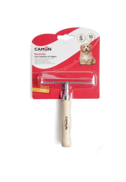 Camon Pet grooming Small - Едноредово гребло с 40 зъбци, за кучета и други домашни любимци с дървена дръжка , 16 см 1