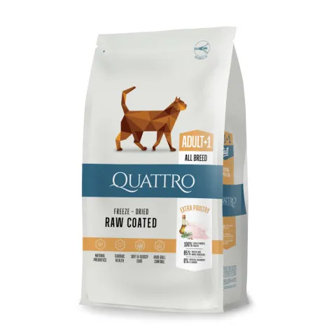 Quattro Cat food - Пълноценна суха храна за израснали котки с пилешко месо, 7 кг.
