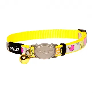 Rogz Reflecto Cat Safety Collar - Регулируем светлоотразителен нашийник за котки, 20-31 см. - жълт