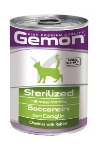 Gemon Rabbit Sterilized - Консерва със заешко месо , за кастрирани котки - 5 броя х 415 гр.