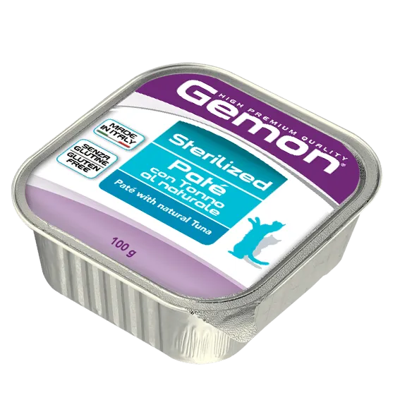 Gemon Natural Tuna Sterilized - Пастет с риба тон , за кастрирани котки - 8 броя х 100 гр..