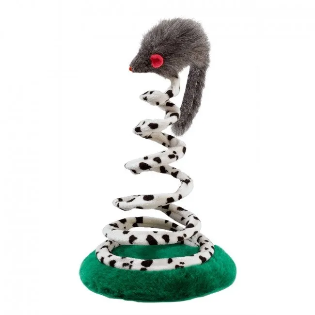 Ferplast Cat Toy - Забавна котешка играчка - плюшена мишка на пружина, 14 / 14 / 24,5 см.