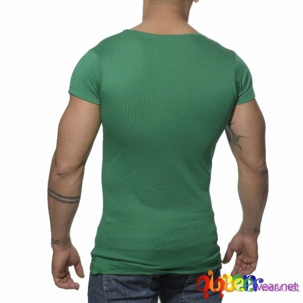 Зелена тениска с V-образно деколте  2