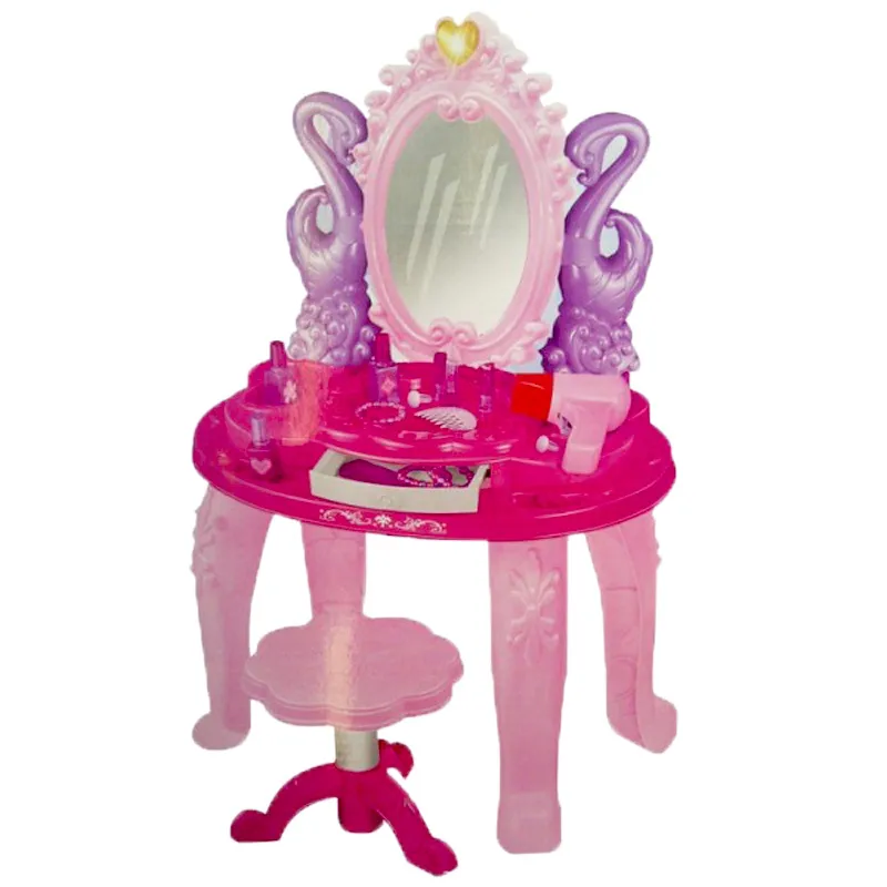 ГОЛЯМА Тоалетка с много аксесоари и столче, огледало със звук и светлини, 73см, Принцеси, Леденото Царство 2