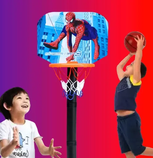 Баскетболен кош на стойка с регулируема височина 125см, с баскетболна топка и помпа, ЧОВЕКА ПАЯК 4