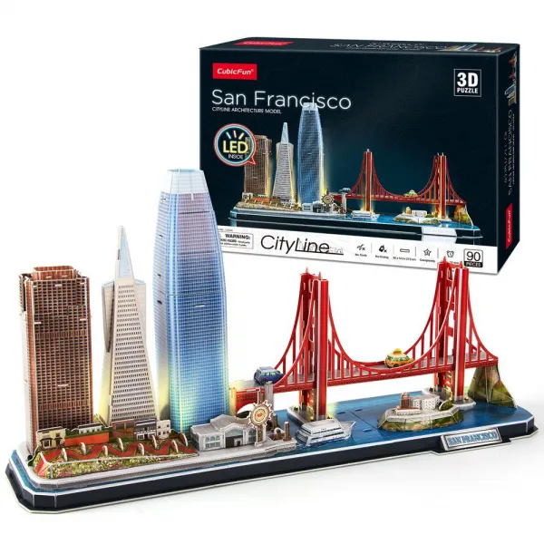 Cubic Fun Пъзел 3D Cityline San Francisco 90ч. с LED светлини