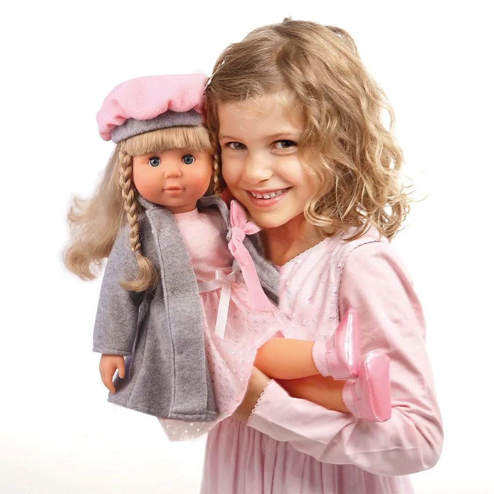 BAYER Пееща и говореща кукла със сиво палто МАРИЯ 3