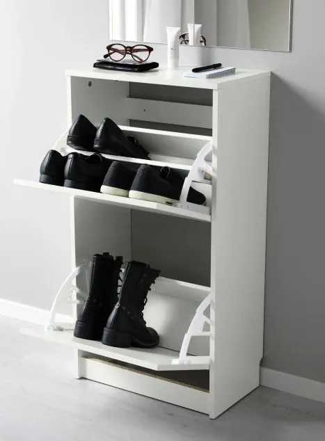 Шкаф за обувки с 2 отделения, 49x93 см, бяло 5
