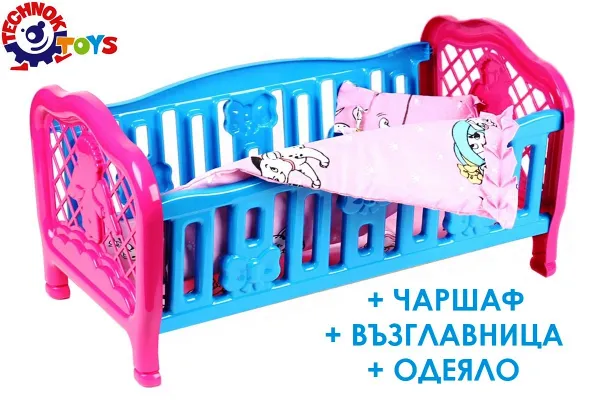 Легло за кукли + спално бельо, кошара за бебета 45х27х24см TECHNOK, Украйна 1