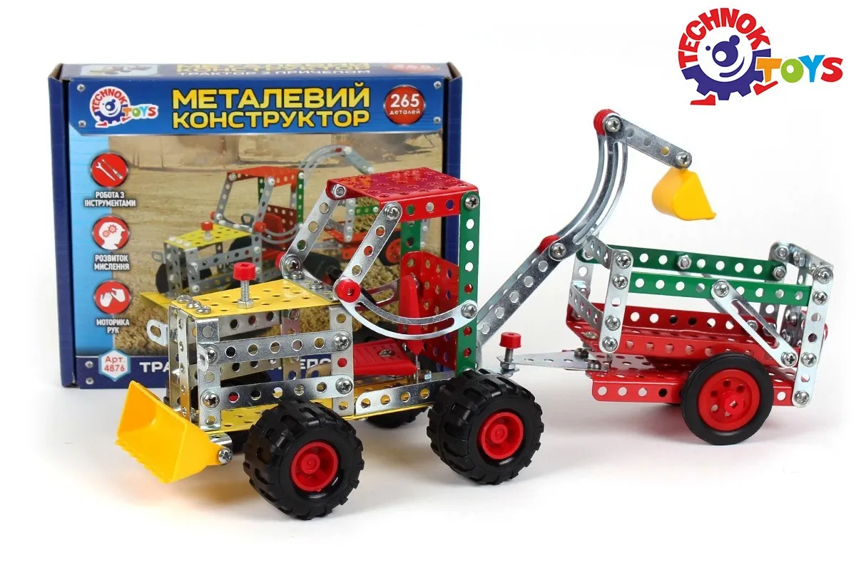 Метален конструктор трактор с ремарке с 265 части TECHNOK, Украйна 1