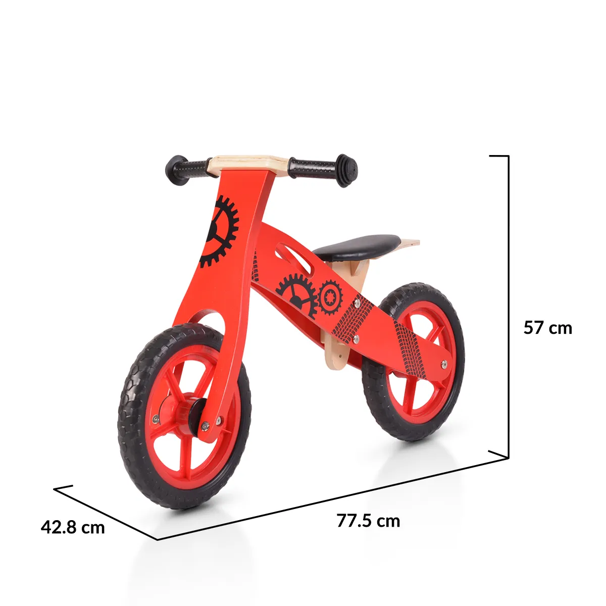 Дървен балансиращ велосипед MONI до 30кг ЧЕРВЕН 5