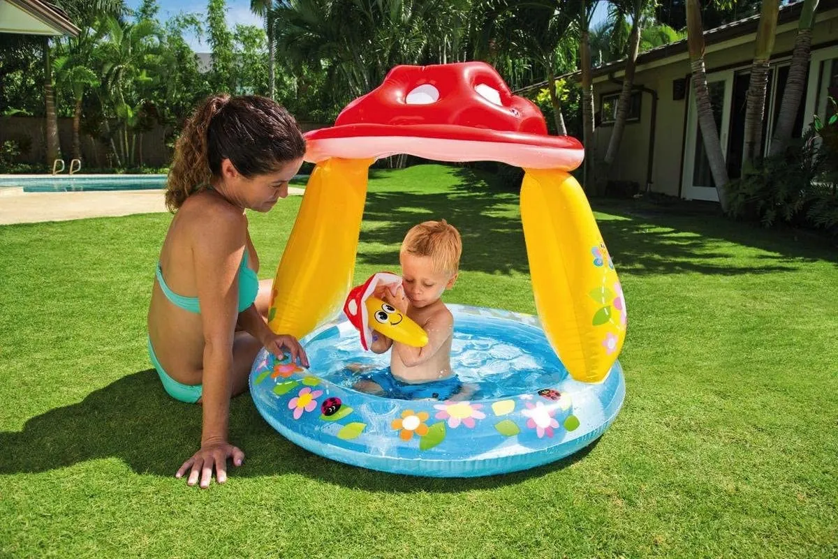 Бебешки надуваем басейн със сенник Гъбка 102х89см INTEX 57114NP 3