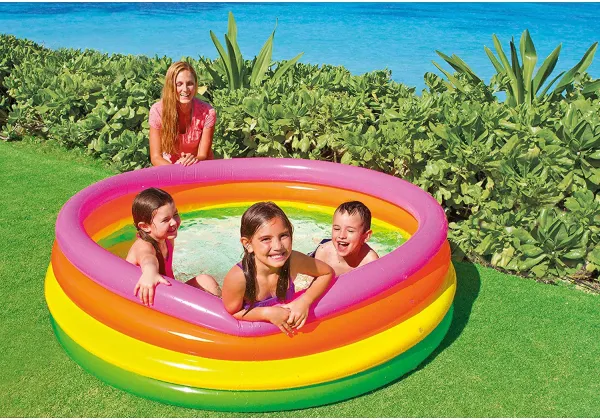 Детски цветен басейн с надуваемо дъно, 5 размера, INTEX 1
