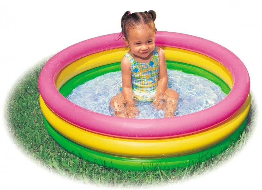 Детски цветен басейн с надуваемо дъно, 5 размера, INTEX 7