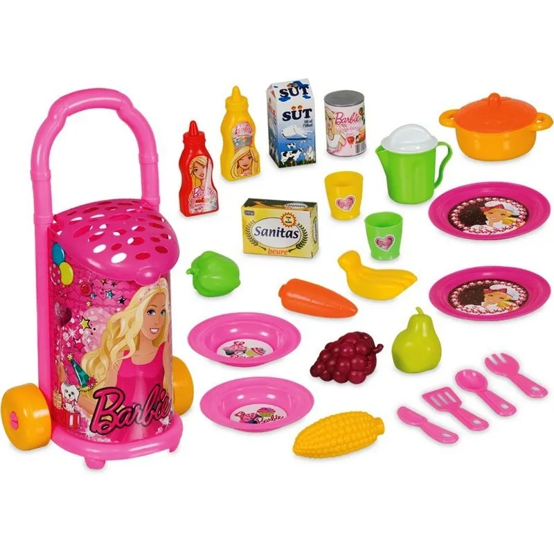 Пазарска количка на колелца с продукти, 25 части, Barbie, Барби, DEDE