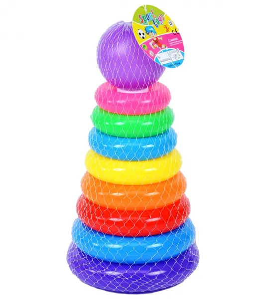 Бебешка пирамида с 6 цветни ринга и топка