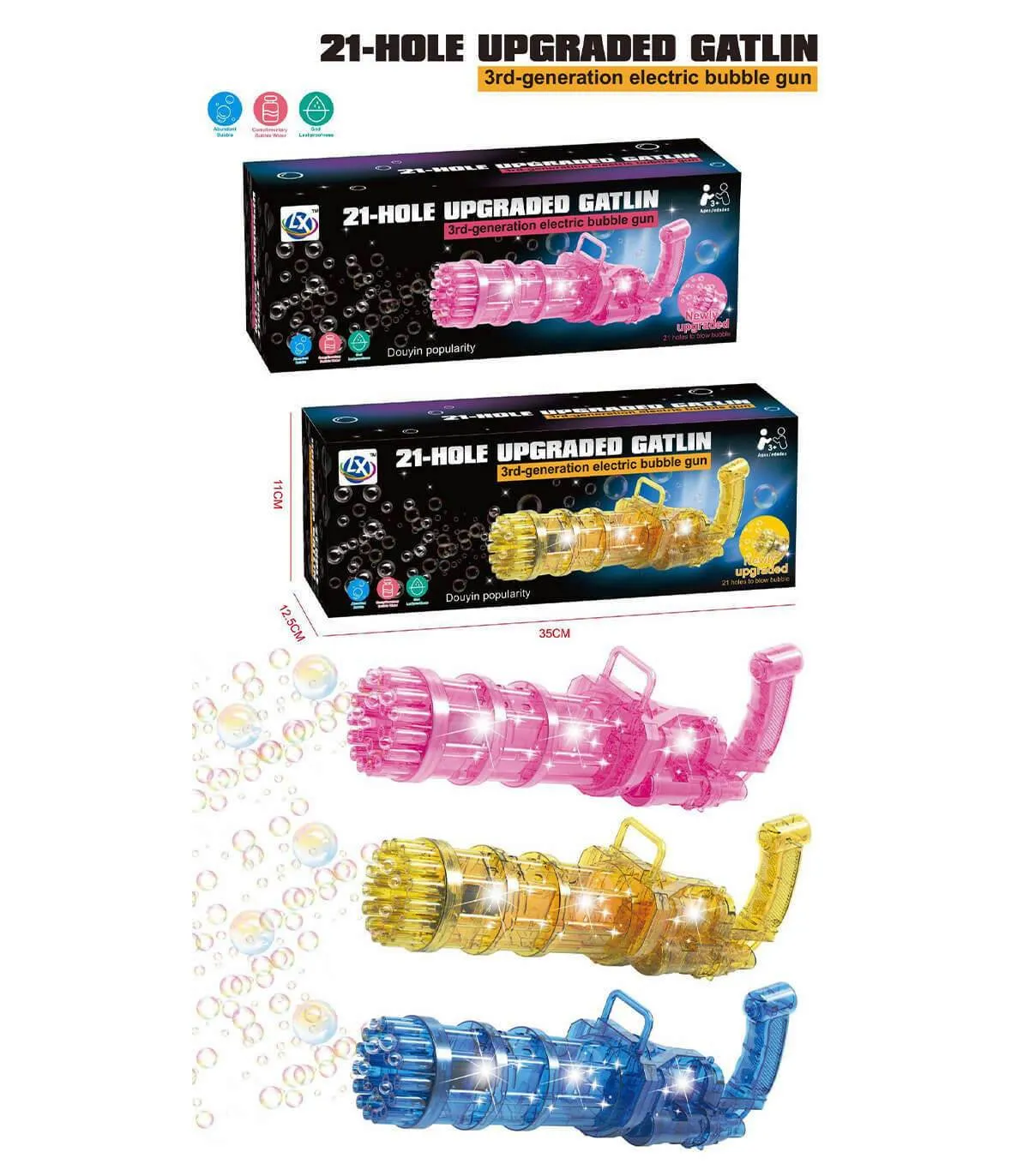 BubbleGun LED Машина за светещи сапунени балони с 21 дула, автомат за сапунени мехури | IGUANA.BG 3