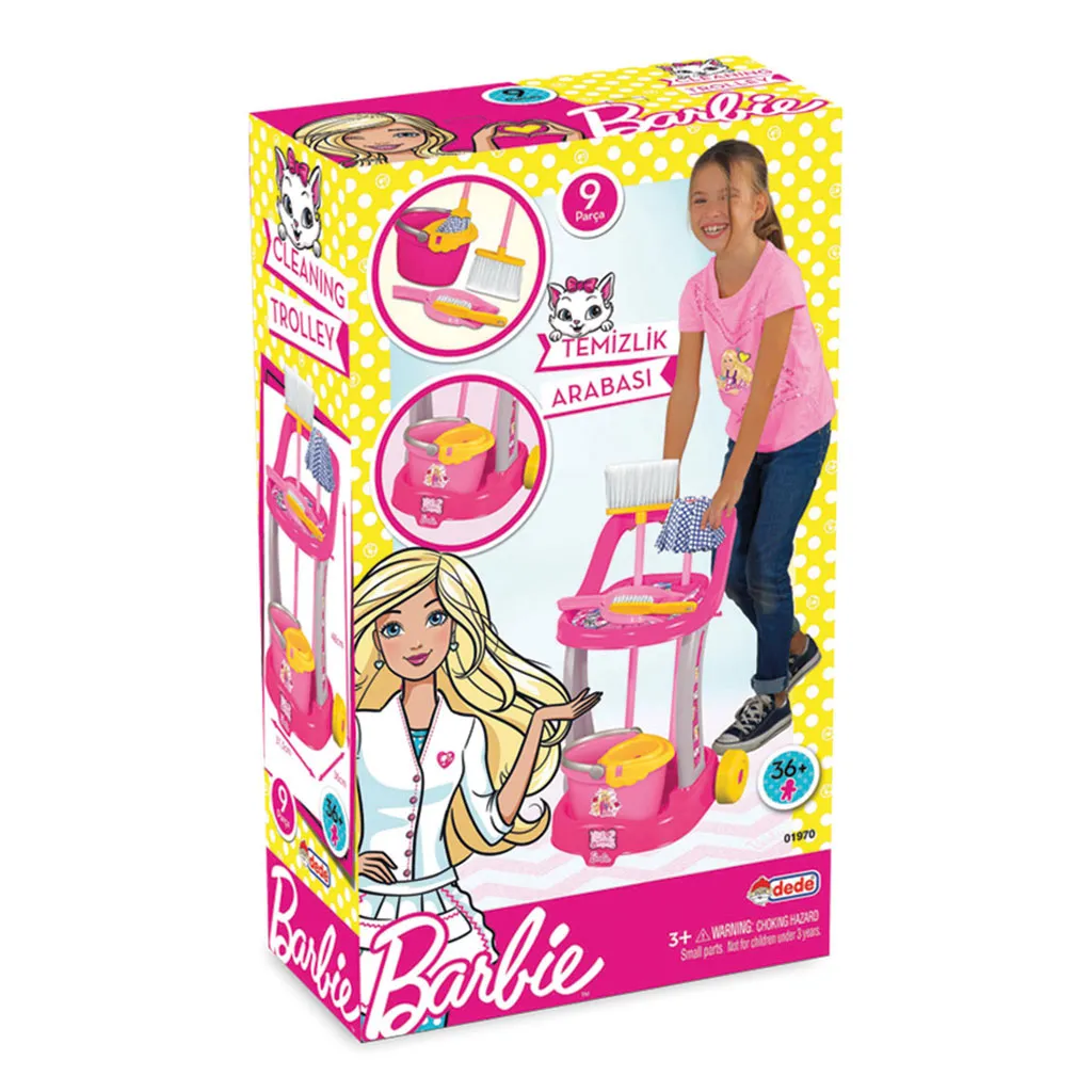 Комплект за почистване с количка на колелца, Барби, Barbie, DEDE 4