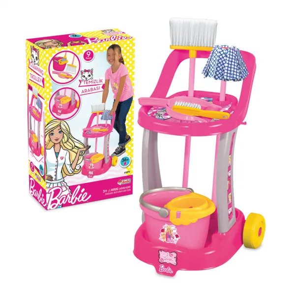 Комплект за почистване с количка на колелца, Барби, Barbie, DEDE 1