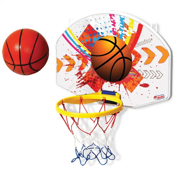 Баскетболен кош с окачване за стена, 32х57х15см, с топка, DEDE
