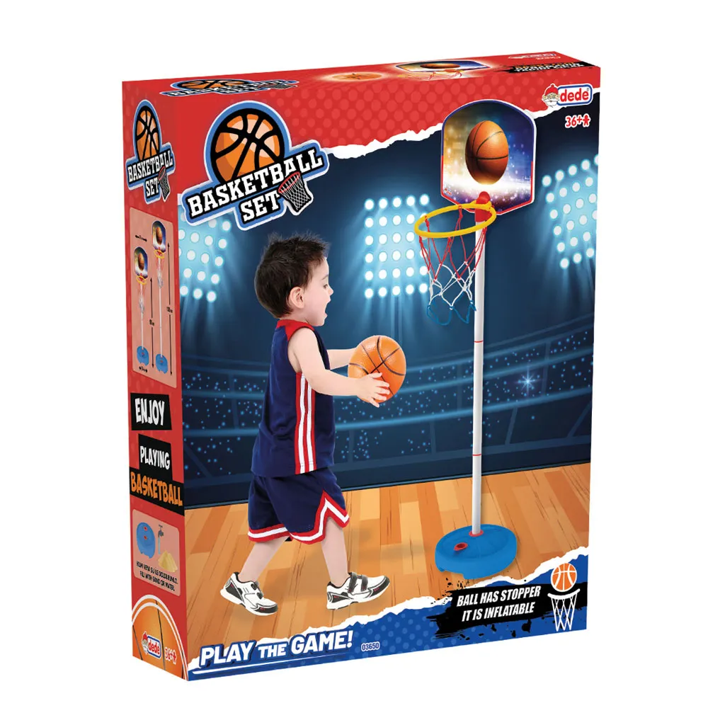 Баскетболен кош на стойка с регулируема височина 93-126см, с топка, DEDE 2