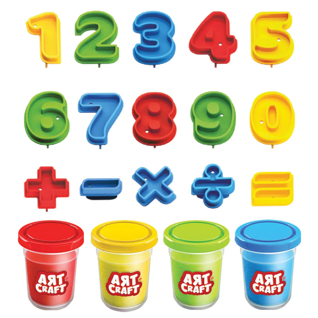 Комплект пластелини с формички цифри и математически знаци, в куфарче, DEDE 3