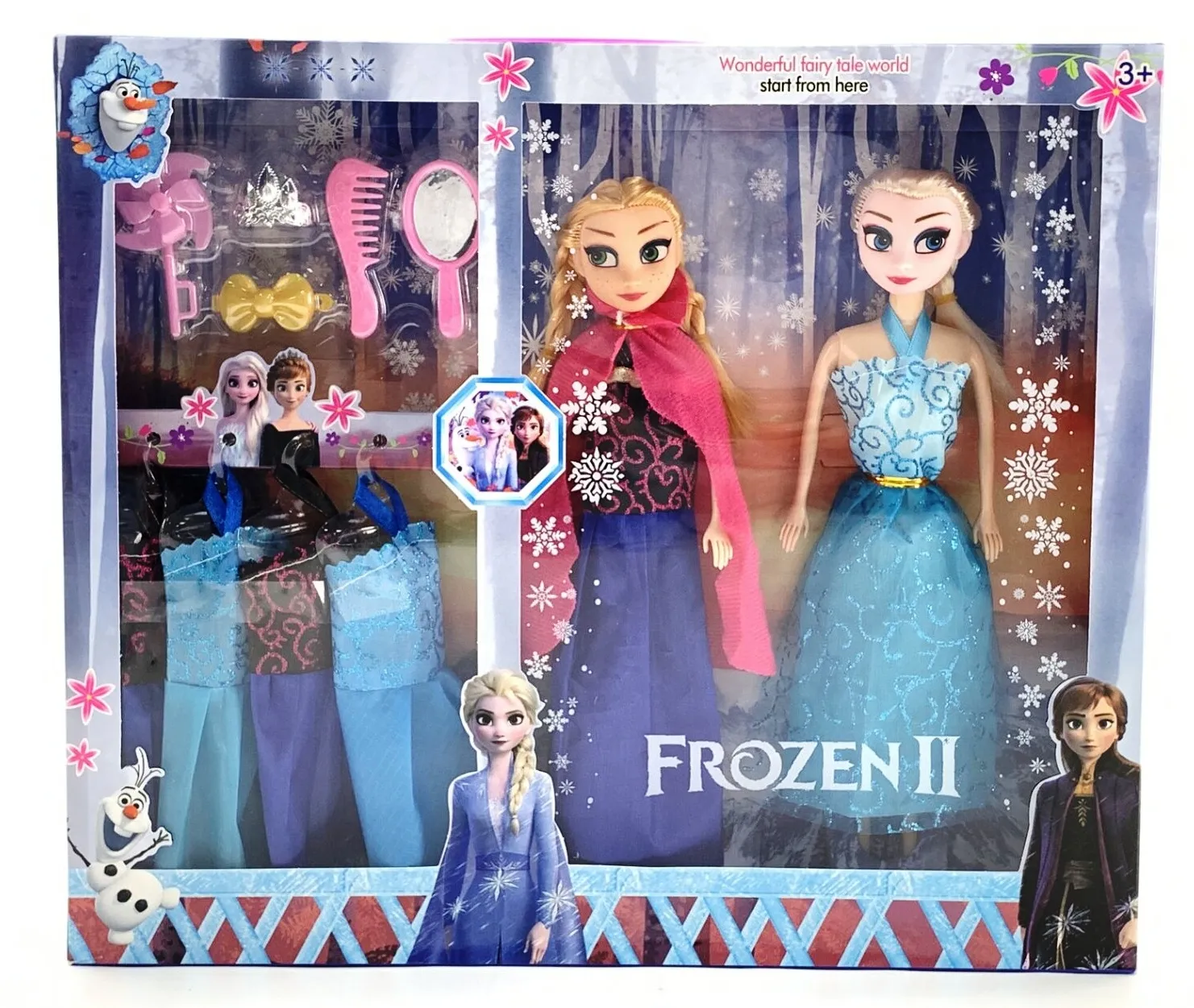 Комплект Кукли Леденото царство с рокли и аксесоари 