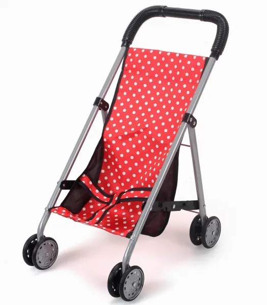 Метална количка за кукли червена с точки
