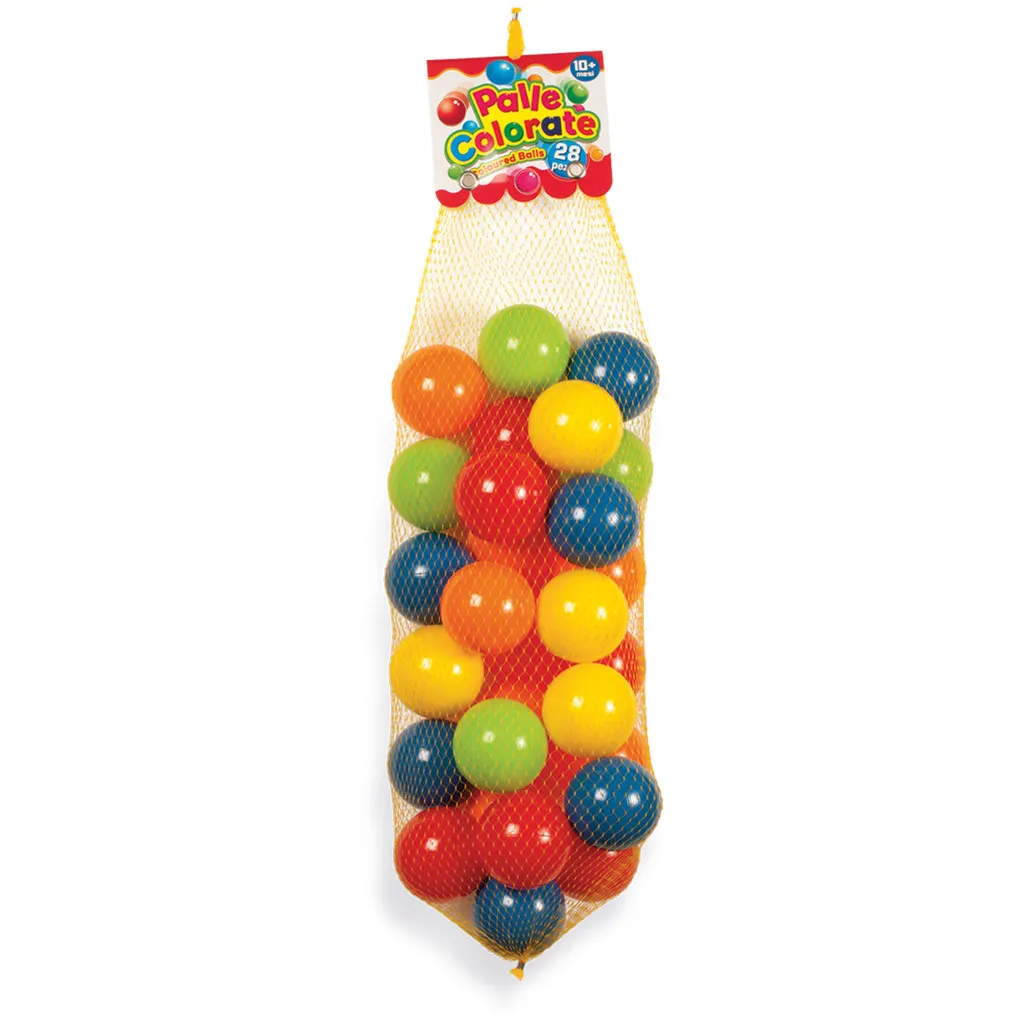 Комплект цветни топки 7см PVC, 28 броя, топчета за игра и детски кът, DEDE