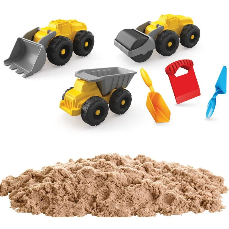 Комплект кинетичен пясък със строителни машини, формички и кутия за работа, DEDE 3