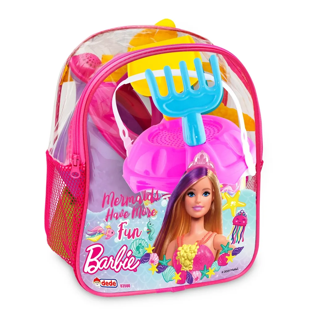 Пълен плажен комплет раница с кофичка и аксесоари на Барби / Barbie, 24х13х30см, DEDE  3