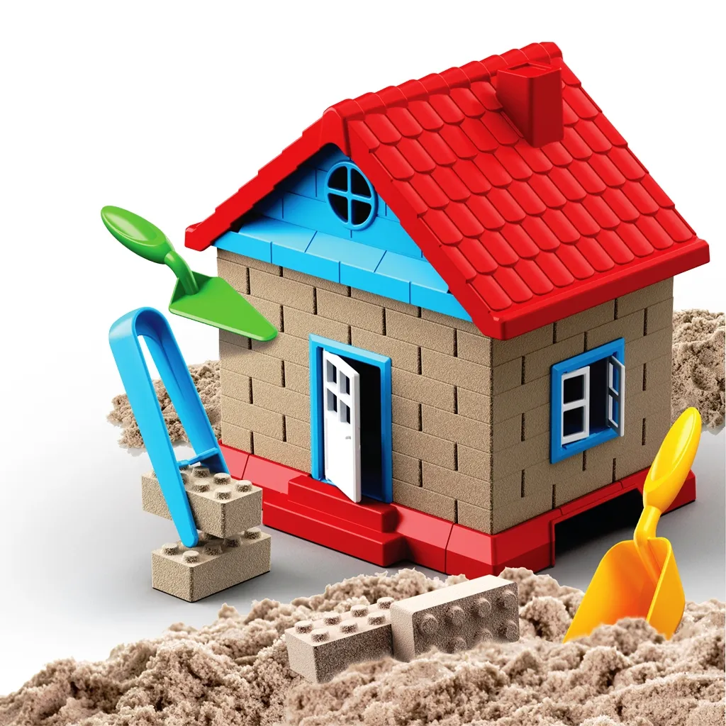 Комплект форми за строеж на къща с кинетичен пясък и аксесоари, 43х7х27см, DEDE  4