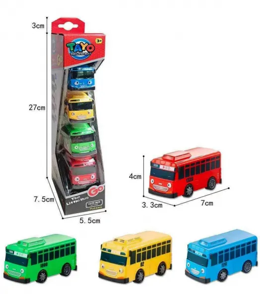 Комплект 4 автобуса с очички и pull-back механизъм