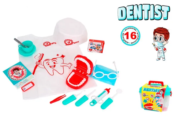Зъболекарски комплект с манта, шапка и маска в куфарче, 16 части, TECHNOK, Украйна 1