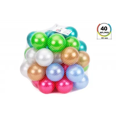 Комплект цветни топки 8см, перлени, 40бр, TECHNOK, Украйна 3