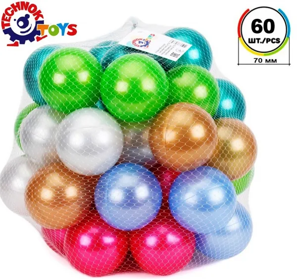 Меки топки 60 бр перлени цветове, TECHNOK, Украйна 1