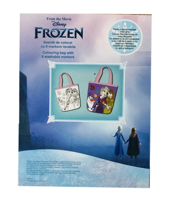 Чанта за оцветяване FROZEN с 6 измиващи се флумастери Замръзналото кралство 3