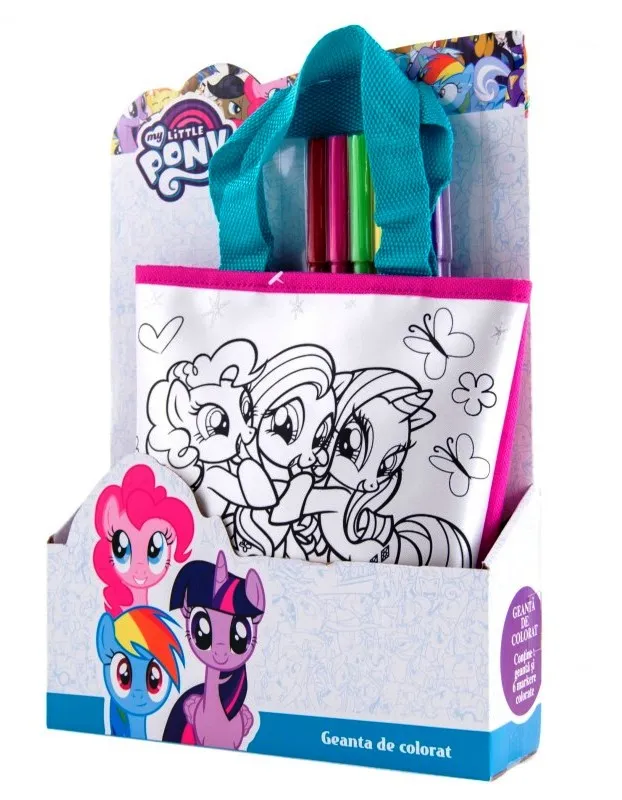 Чанта за оцветяване My Little Pony с 6 измиващи се флумастери Моето малко пони 2
