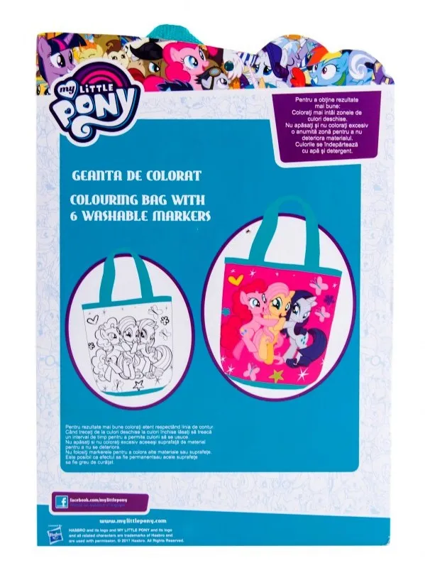 Чанта за оцветяване My Little Pony с 6 измиващи се флумастери Моето малко пони 3