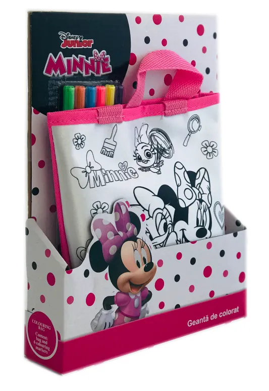 Чанта за оцветяване Minnie Mouse с 6 измиващи се флумастери Мини Маус 2