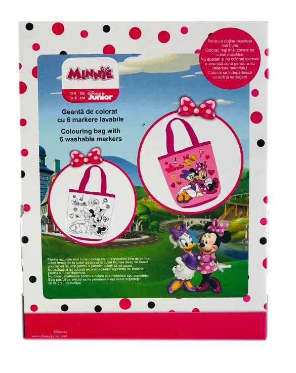 Чанта за оцветяване Minnie Mouse с 6 измиващи се флумастери Мини Маус 4