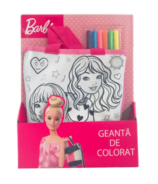 Чанта за оцветяване Barbie с 6 измиващи се флумастери Барби 1