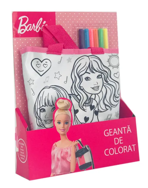 Чанта за оцветяване Barbie с 6 измиващи се флумастери Барби 2