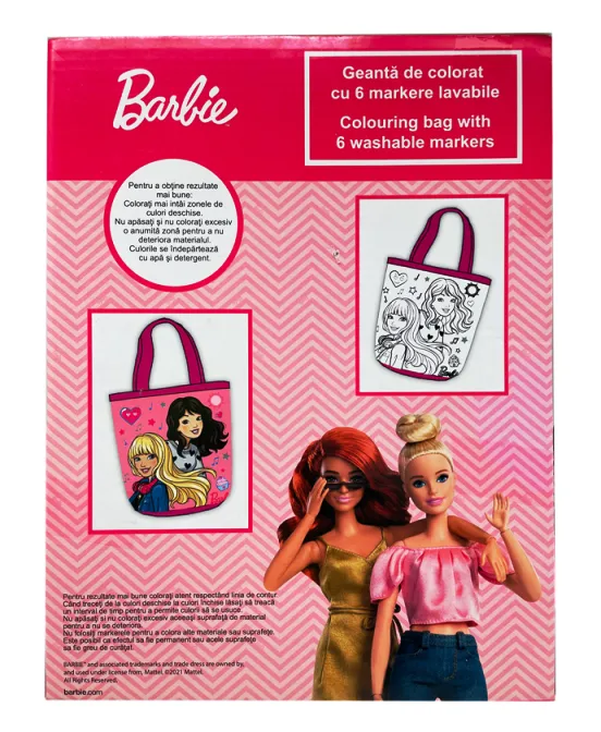 Чанта за оцветяване Barbie с 6 измиващи се флумастери Барби 3